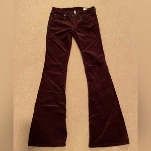 Rag & Bone Elephant Bell Bordeaux Wine Colour Corduroys Size 27